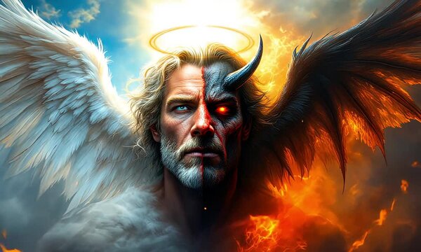 Half-Demon, Half-Angel Man The Balance of Good and Evil	4k video