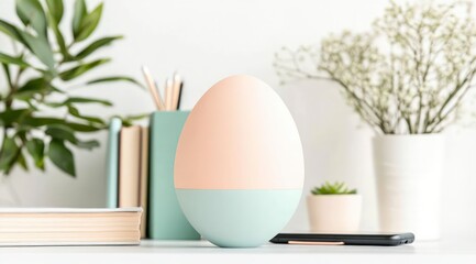 Pastel Egg Shaped Night Light on Desk  Home Office Decor