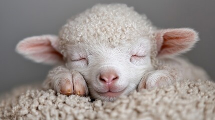 Adorable Lamb Sleeping on Soft Fleece
