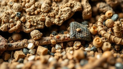 Fototapeta premium Photo Extreme Close-Up Of Various Materials, Showcasing Textures And Minute Details, Sharp Focus, Natural Lighting, Realistic Rendering, Diverse Color Palet.
