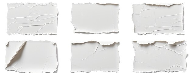 Variety of Torn White Paper Edge Textures
