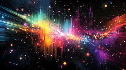 background infused with digital corruption, shifting colors, and glitch streaks 