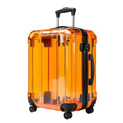 Stylish Transparent Orange Luggage Suitcase Displayed On Light BackgroundsWith Excellent Quality