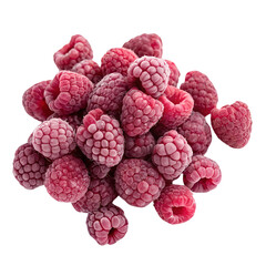 Heap of tasty frozen raspberries  isolated on a transparent background