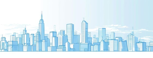 Obraz premium Modern City Skyline Silhouette in Blue Tones