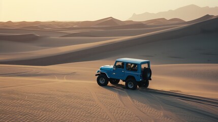 Off-Road Adventure in Desert at Sunset
