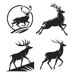 black deer icon.Logo of deer.Deer simple icon.Reindeer vector symbol art and illustration