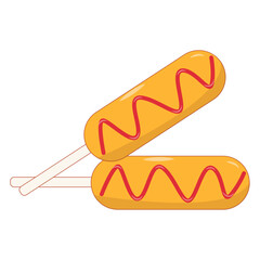 Illustration of Fast Food on White Background. Isolated Vector Cartoon Design