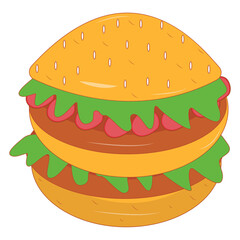 Illustration of Fast Food on White Background. Isolated Vector Cartoon Design