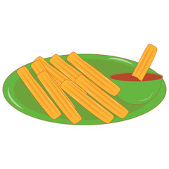 Illustration of Fast Food on White Background. Isolated Vector Cartoon Design