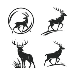 black deer icon.Logo of deer.Deer simple icon.Reindeer vector symbol art and illustration