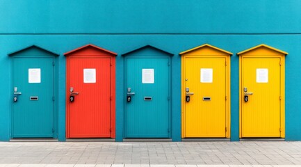 Colorful School Lockers  Teal Wall  Storage  Education