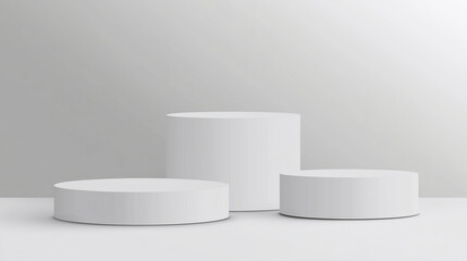 white pedestals isolated on white background for product presentation