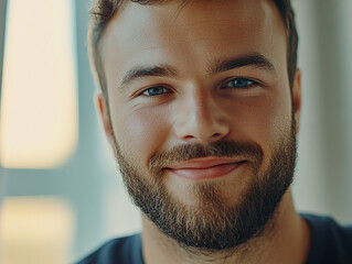 Obraz premium Man smiling close-up