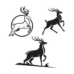 black deer icon.Logo of deer.Deer simple icon.Reindeer vector symbol art and illustration