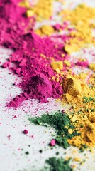 Holi Colorful Powder Burst on White Background, Holi