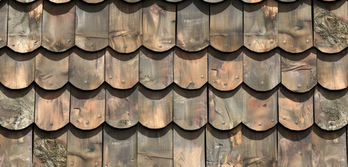 Rustic Wooden Shingles Roof Texture Background