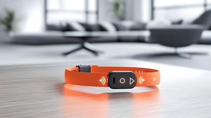 A photo of a blinking wristband with a tracking alert notification designed to help locate and monitor a lost or missing child s location in an emergency situation