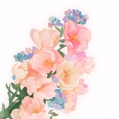 Fototapeta premium flower watercolor illustration background, generation AI 