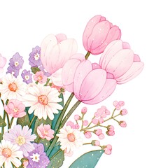 Fototapeta premium flower watercolor illustration background, generation AI 
