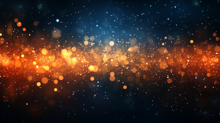 Abstract background of bokeh particles lights on blue background for wallpaper