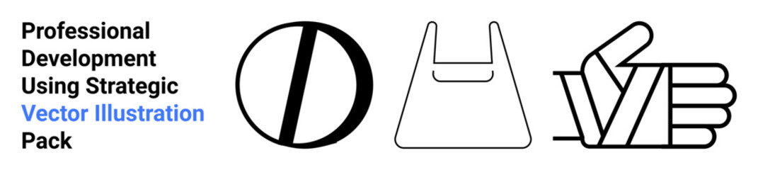 Geometric shapes, a shopping bag icon, and a hand gesture. Ideal for branding, professional strategy, presentations, commerce, communication, learning resources and flat landing page banner