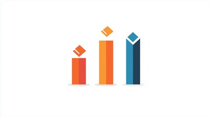 Abstract Bar Graph Showing Incremental Growth and Progress with Three Colorful Bars and Top Indicators