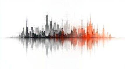 Obraz premium Urban Skyline Reflection Modern Cityscape Architecture Design