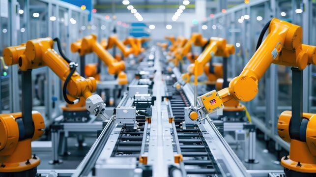 Advanced Industrial Robots on Assembly Line