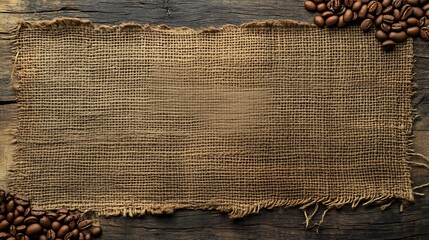 Rustic Coffee Beans on Burlap: A Textured Background