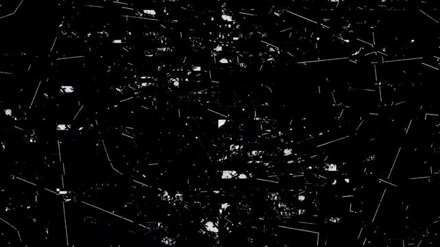 ブロック状の細かい模様が動く白黒のグリッチノイズ素材 
Black-and-white glitch noise with blocky fine patterns