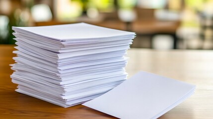 Stack of White Paper on Wooden Table