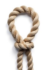 Rope loop tied with intricate knot isolated on white background, loop, twist, detail