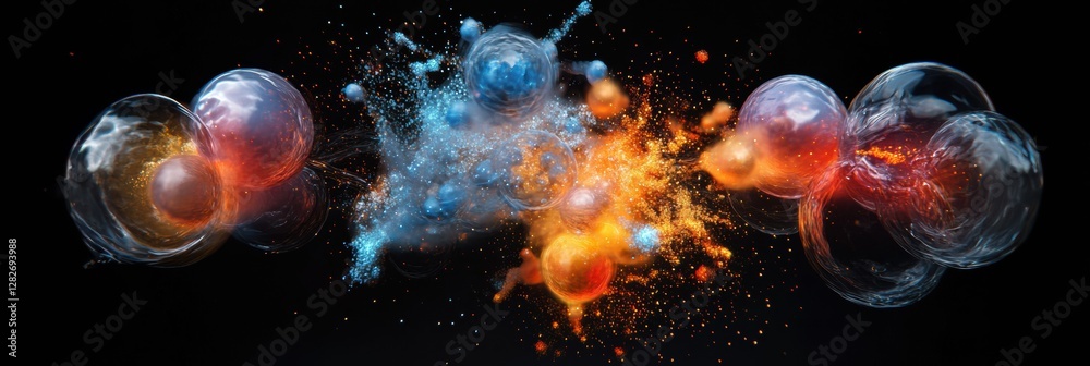 Leinwandbilder visualization of gas molecules in motion revealing vibrant atomic structures and interactions. gener