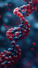 Stunning closeup of dna helix structure with vibrant red and blue nucleotides on a scientific background