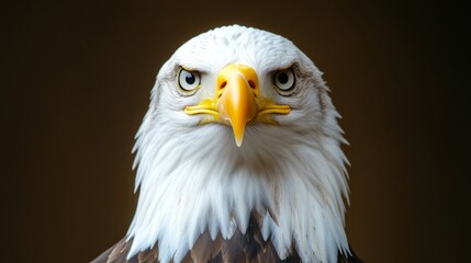 Obraz premium Majestic Bald Eagle Portrait - A close-up of a bald eagle's intense gaze, symbolizing freedom, power, vision, strength, and majesty