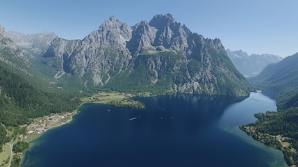 Obraz premium Picturesque Alpine Lake and Mountain Landscape