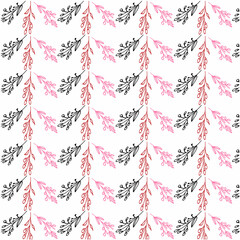seamless pattern with black and pink flowers