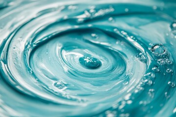 Water droplets forming circle on blue surface