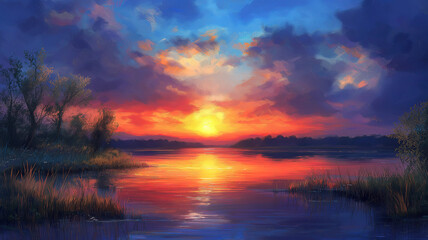 Tranquil evening sky glowing with soft pastel colors and gentle clouds drifting by