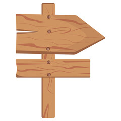 Cartoon Wooden Signpost. Vector Illustration on White Background