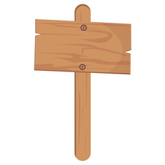 Cartoon Wooden Signpost. Vector Illustration on White Background