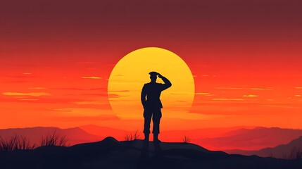 Silhouette of a thoughtful person, standing against a vibrant sunset, capturing a moment of reflection and solitude.