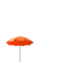 Vibrant Orange Umbrella Against Textured Gray Rock And Clear Sky Backdrop. Minimalist Scene