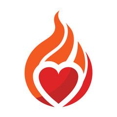 Love and Fire Concept Logo Design Vector for Passionate and Romantic Branding