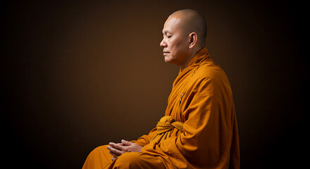Serene Monk in Saffron Robe A Contemplative Portrait
