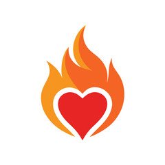 Love and Fire Concept Logo Design Vector for Passionate and Romantic Branding