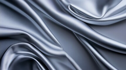 Fototapeta premium Smooth Silver Silk Drape - Luxurious silver fabric, elegant folds, smooth texture, flowing lines, sophisticated design. Symbolizing luxury, elegance, sophistication, fluidity, and grace