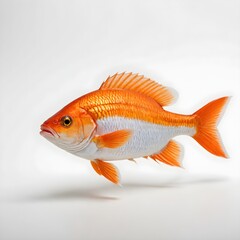 Fototapeta premium A bright orange and white fish on a white background.