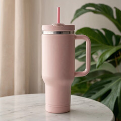 Stanley Quencher steel water bottle mockup